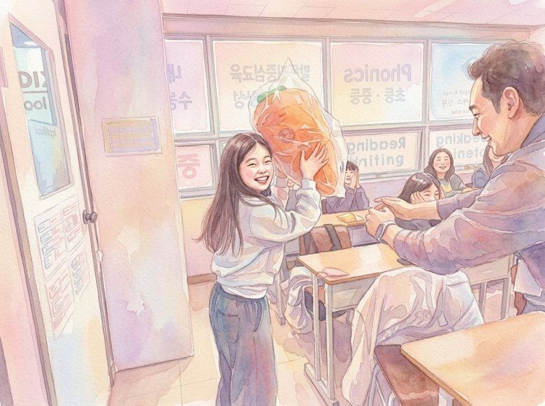선생님과 눈 맞추며, 즐겁게